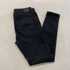 Zara Basic Denim Women's Black Skinny Zipped Pockets Funky Knee Pads Size 6 Cott